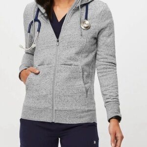 Figs Heather Gray Women's Zip-Up Hoodie